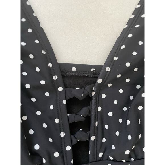 Lauren Ralph Lauren Swim One Piece Swimsuit Polka Dot Swimwear - Picture 2 of 10